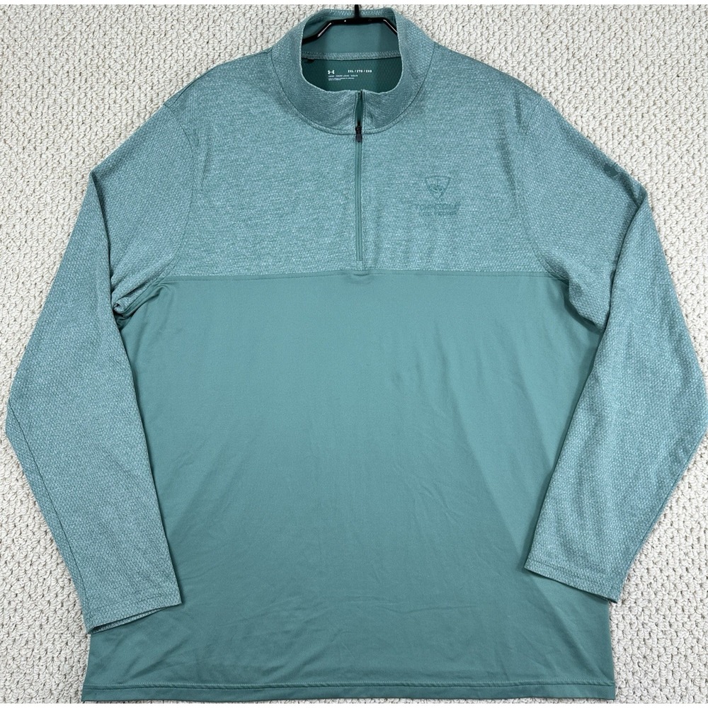 Under Armour 1/4 Zip Shirt Mens 2XL Mint Green Performance Pullover Top Golf
